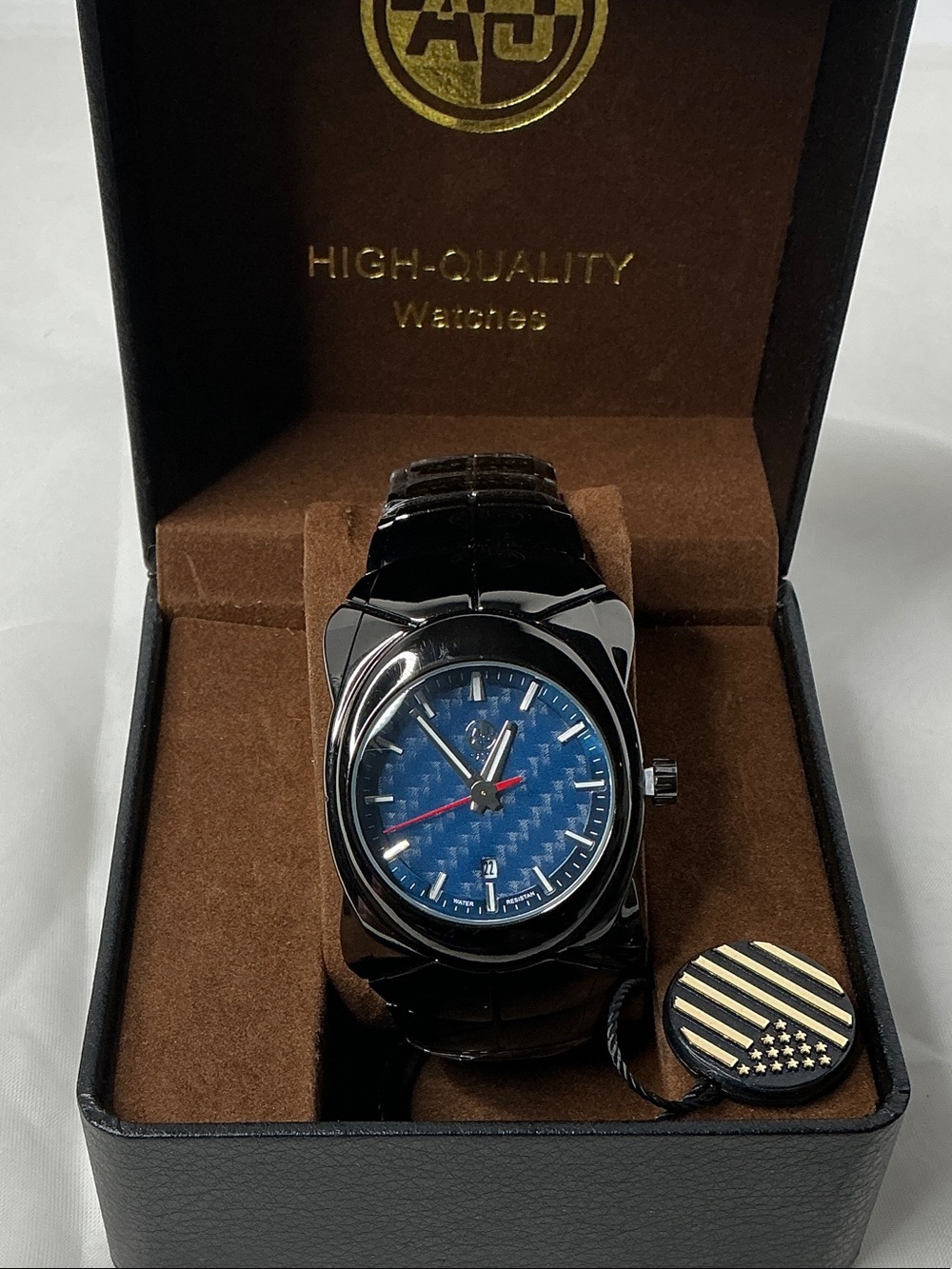 Men's Black Watch with Blue Dial 40mm - High-Quality